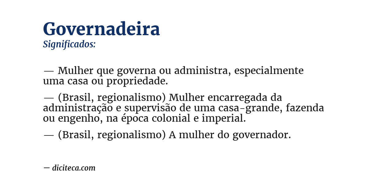 Significado de governadeira