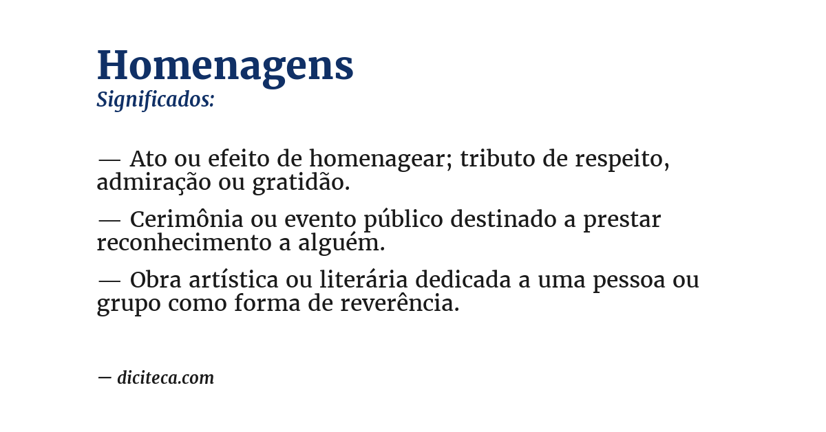 Significado de homenagens