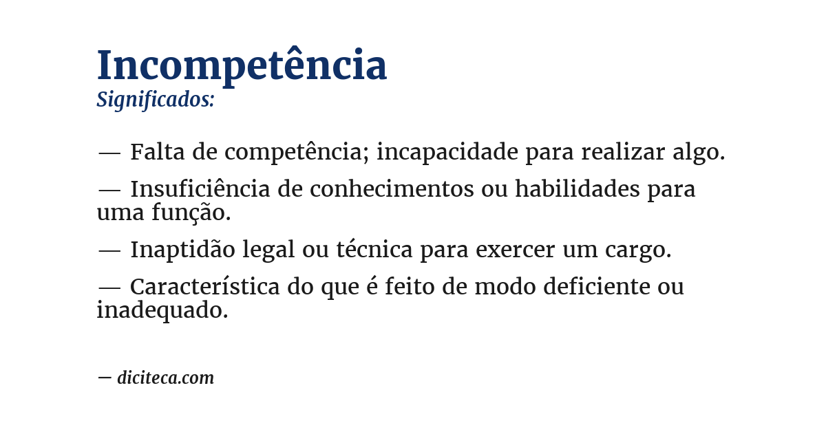 Significado de incompetência