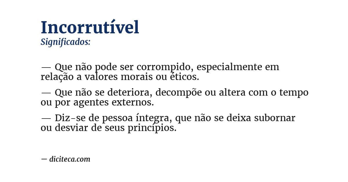 Significado de incorrutível
