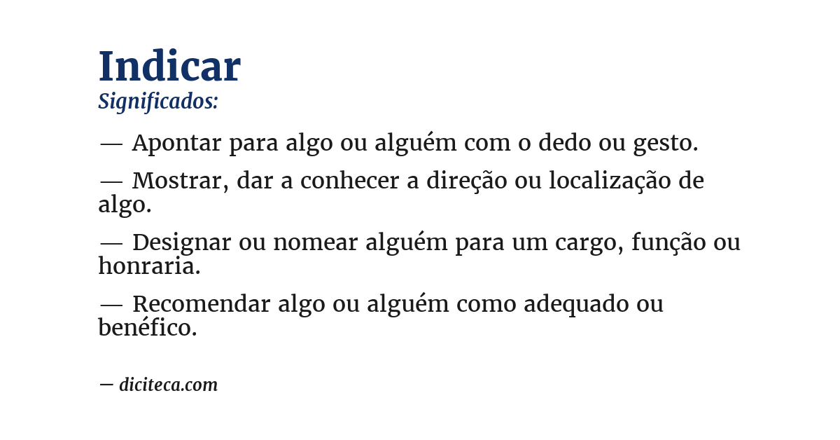 Significado de indicar