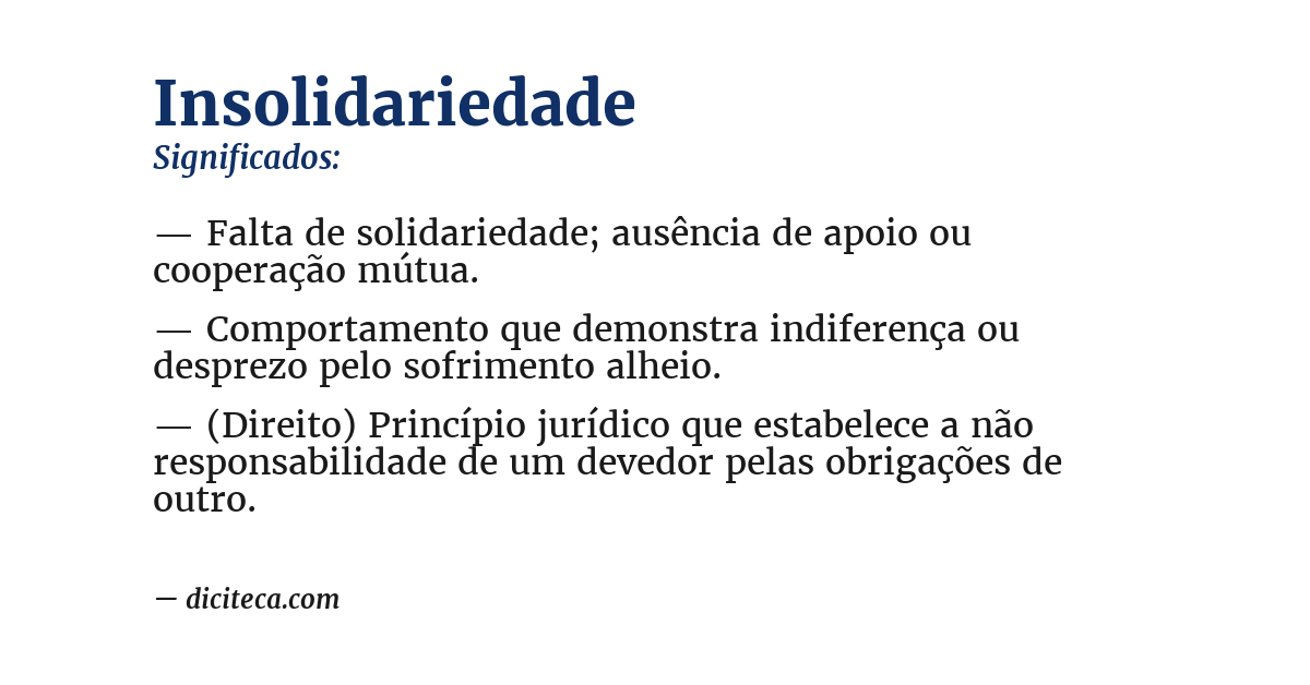 Significado de insolidariedade