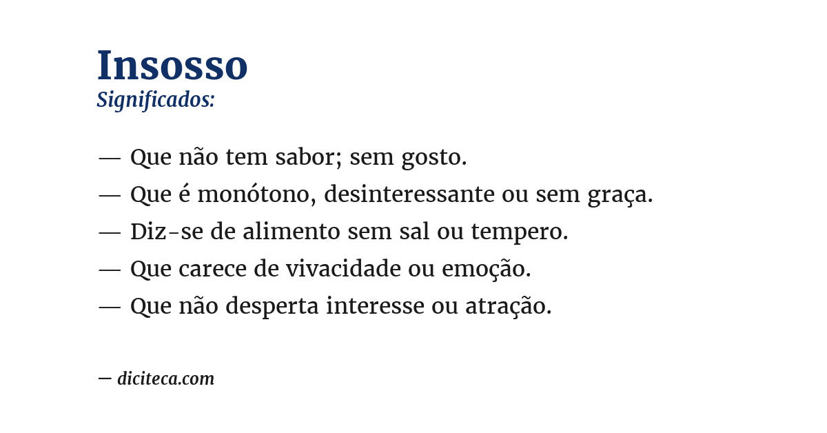 Significado de insosso