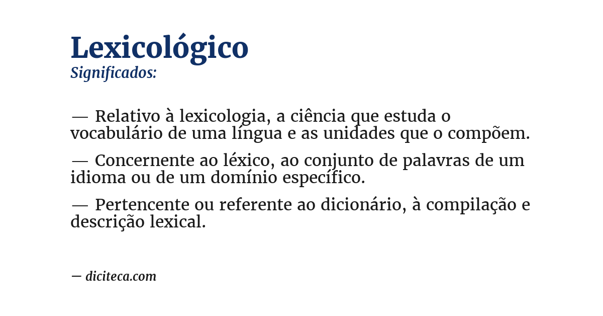 Significado de lexicológico