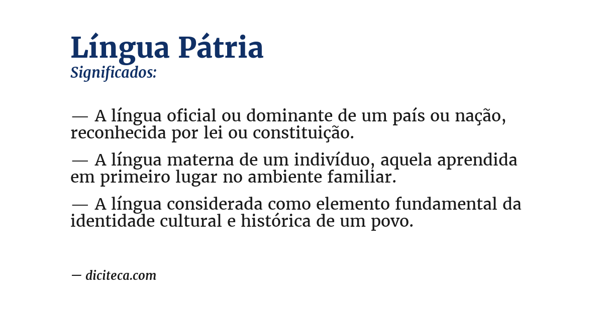 Significado de língua pátria