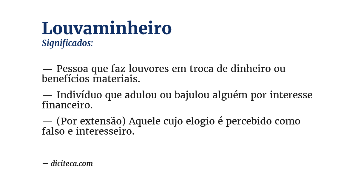 Significado de louvaminheiro