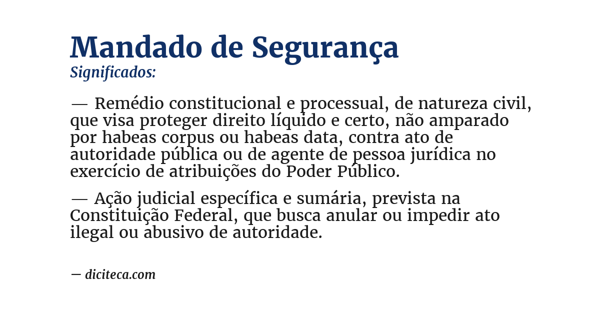Significado de mandado de segurança