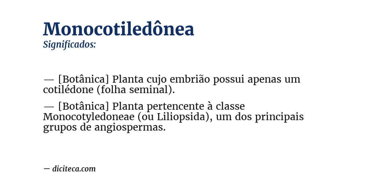 Significado de monocotiledônea