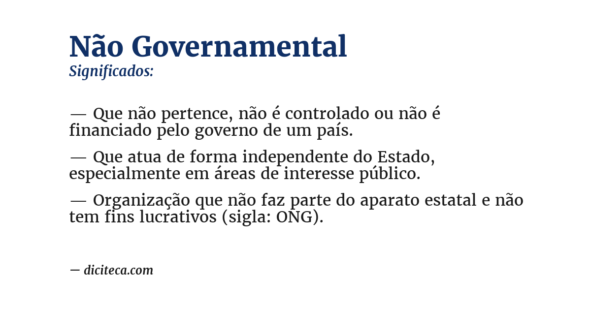 Significado de não governamental