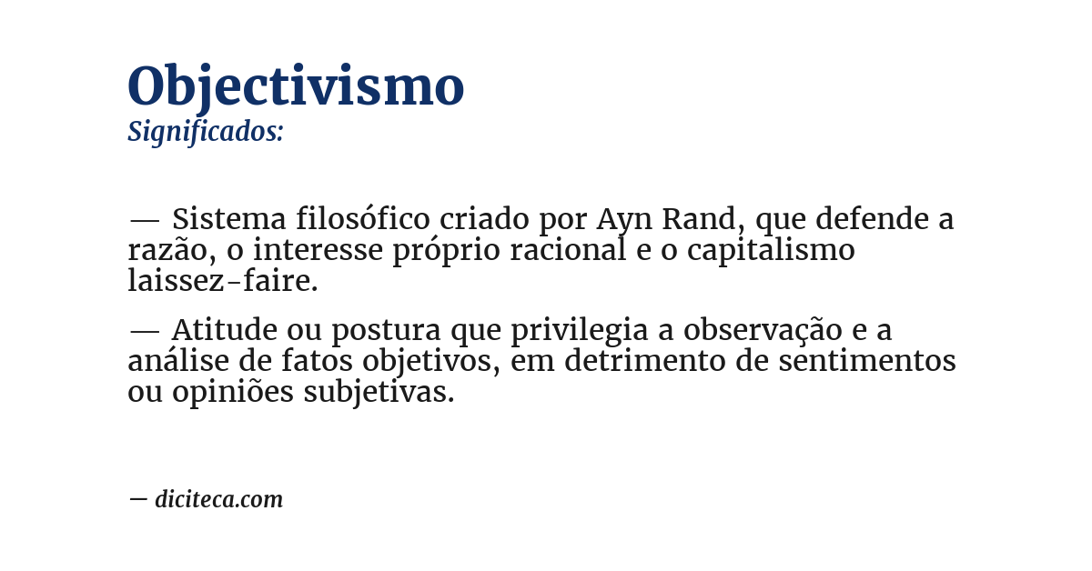 Significado de objectivismo
