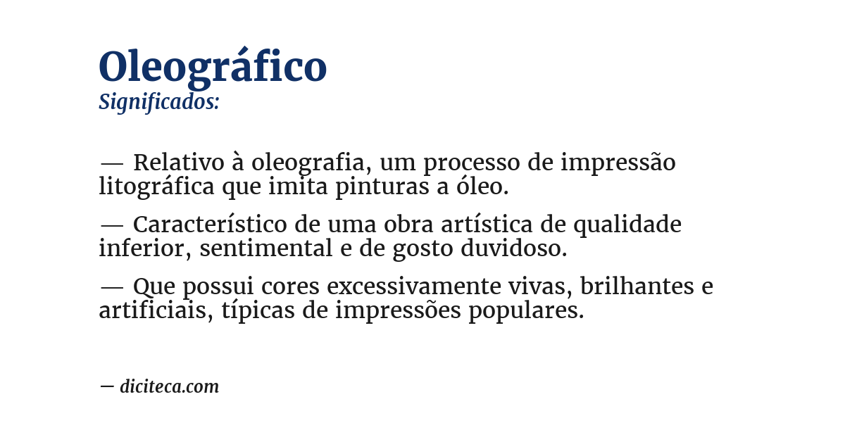 Significado de oleográfico