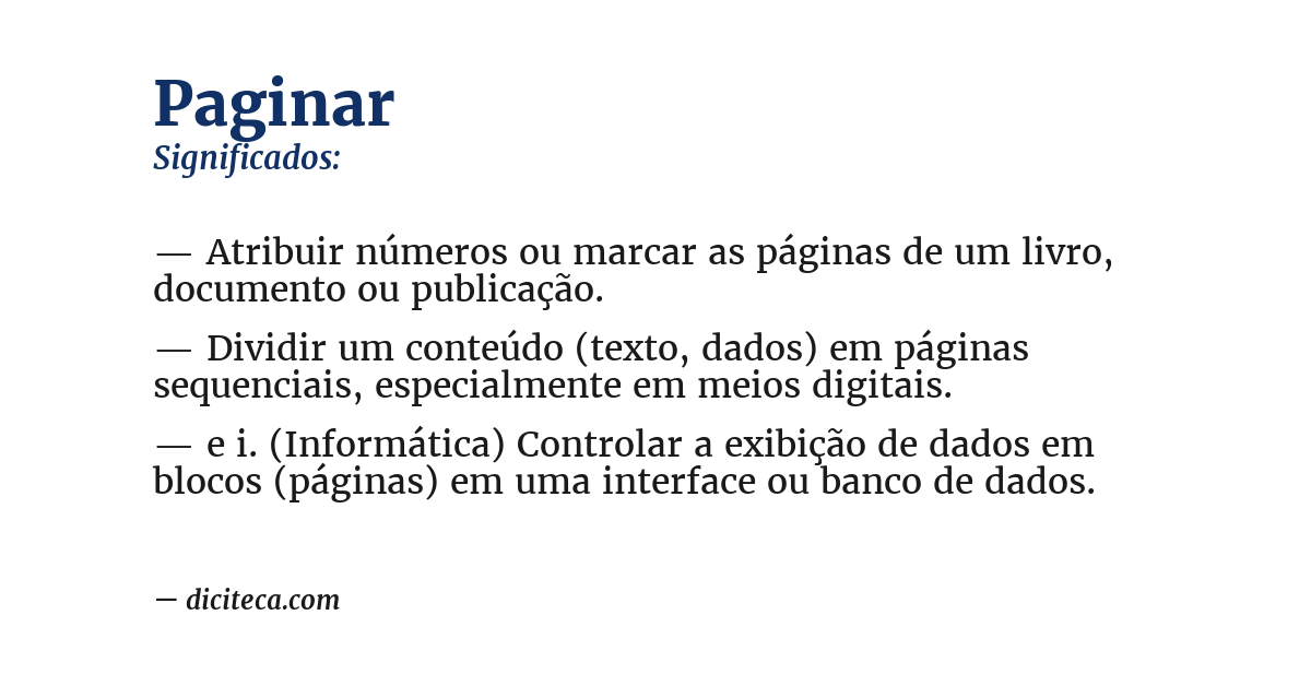 Significado de paginar
