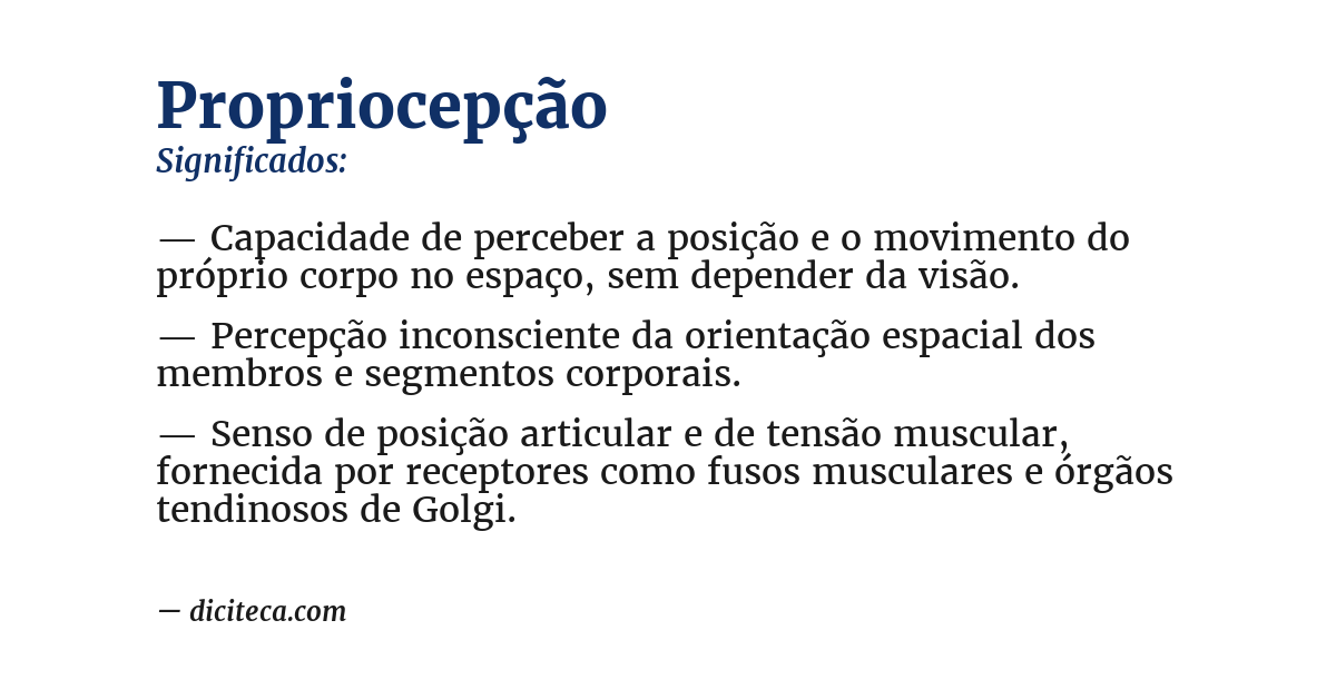 Significado de propriocepção