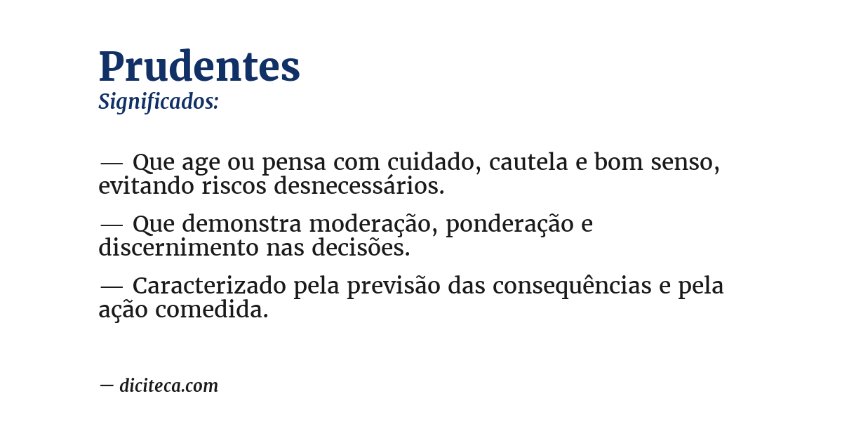 Significado de prudentes