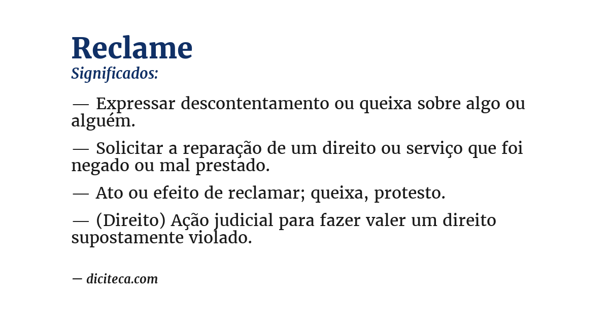 Significado de reclame
