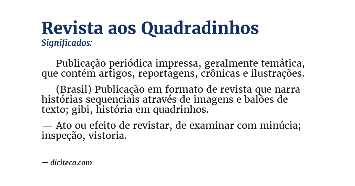 Significado de revista aos quadradinhos