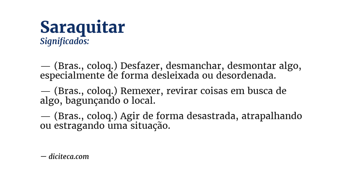 Significado de saraquitar