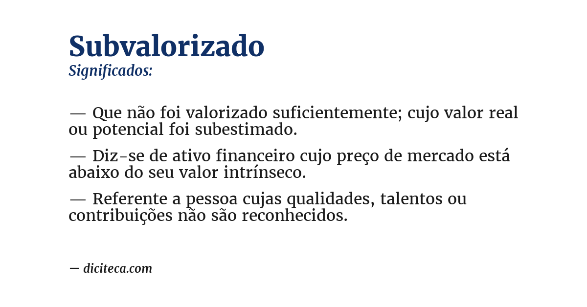 Significado de subvalorizado