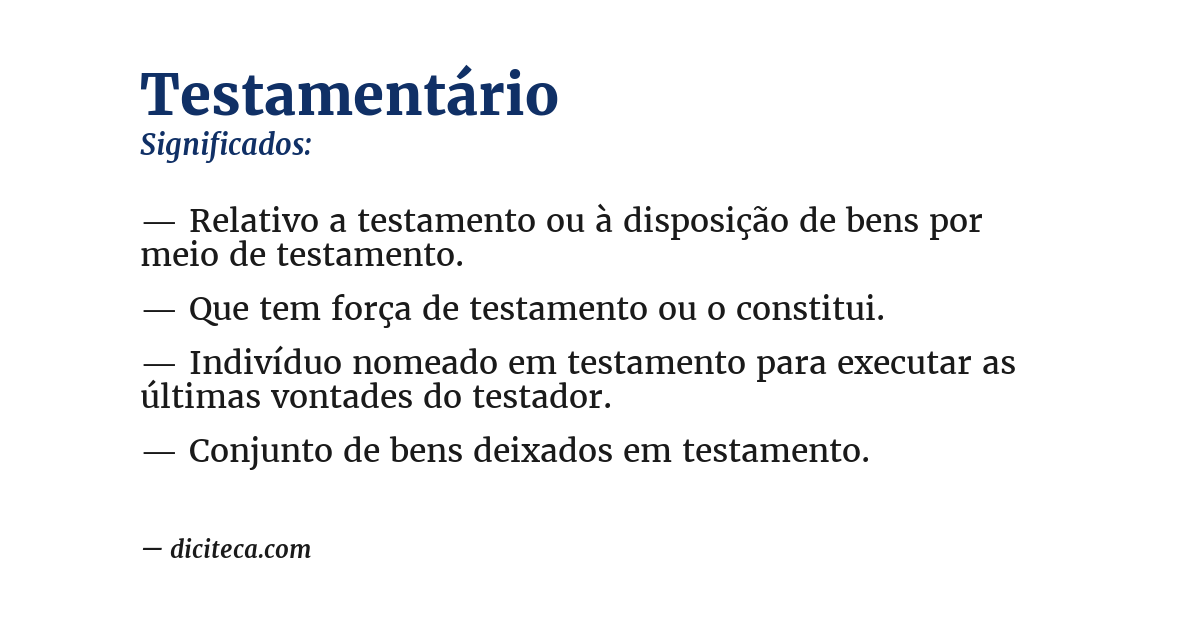 Significado de testamentário