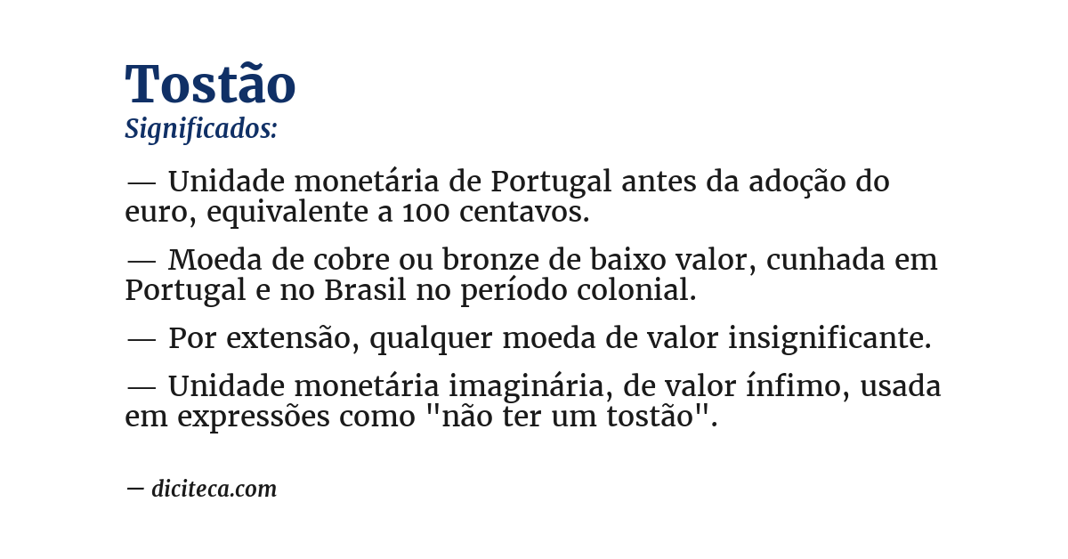 Significado de tostão