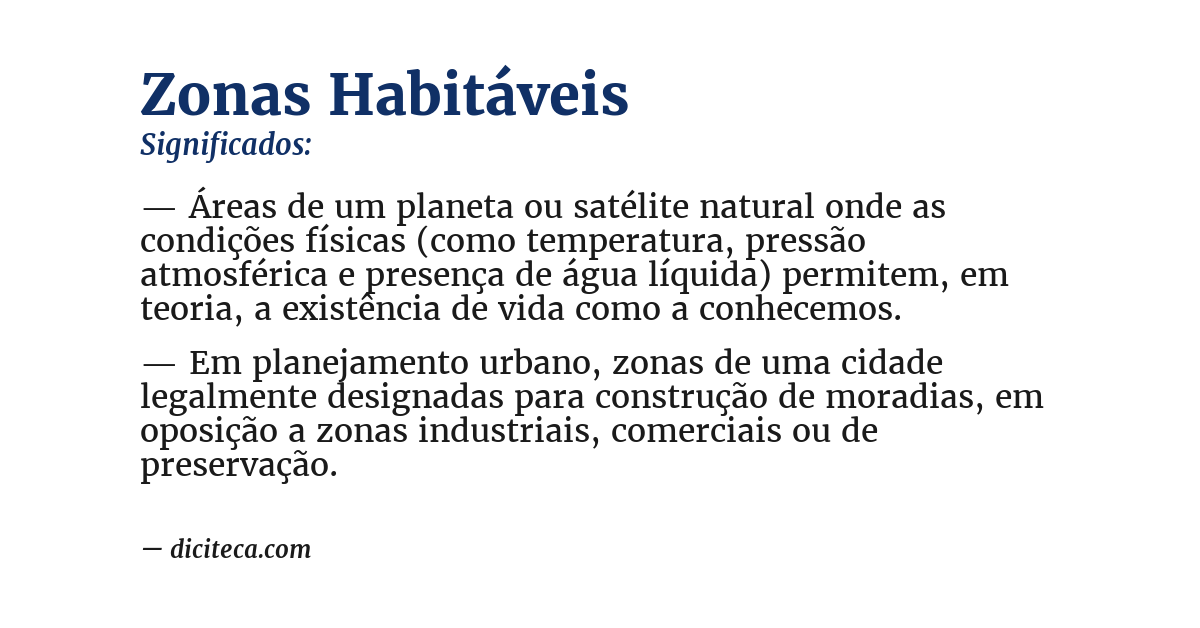 Significado de zonas habitáveis