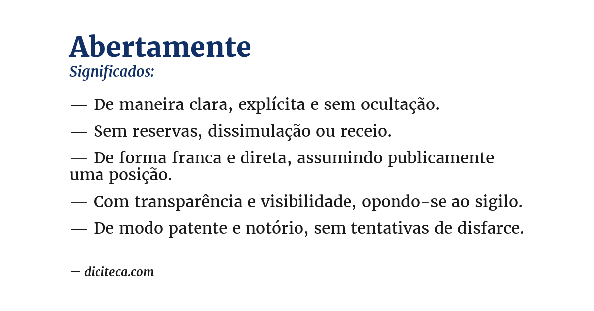 Significado de abertamente