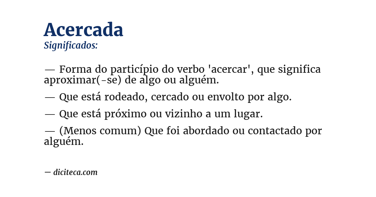 Significado de acercada