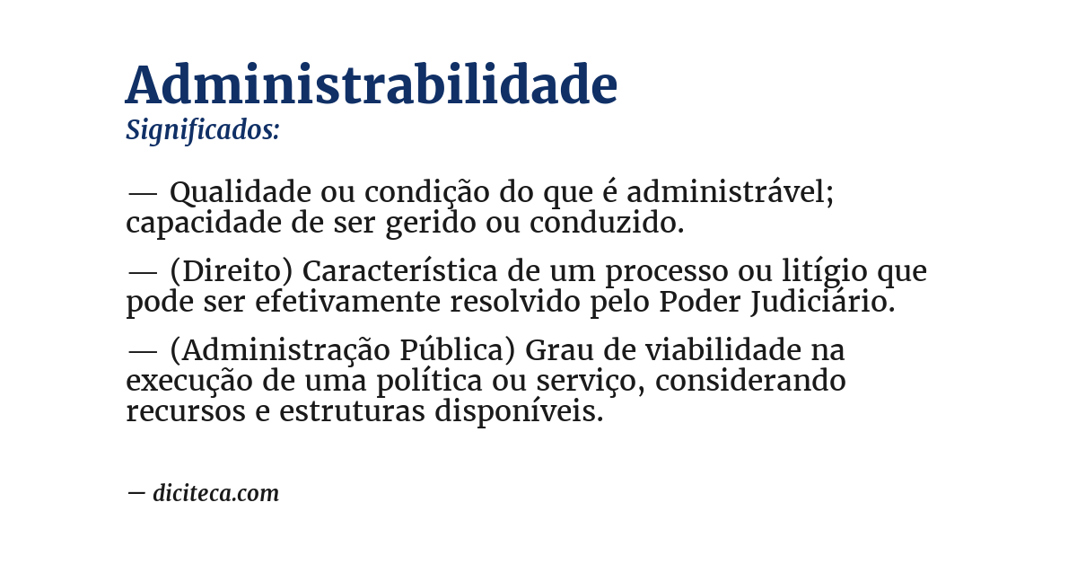 Significado de administrabilidade