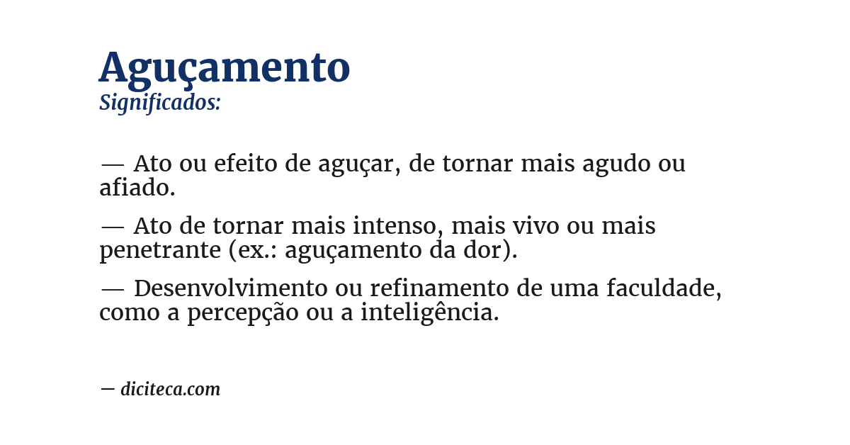 Significado de aguçamento