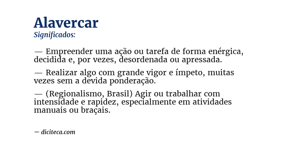 Significado de alavercar