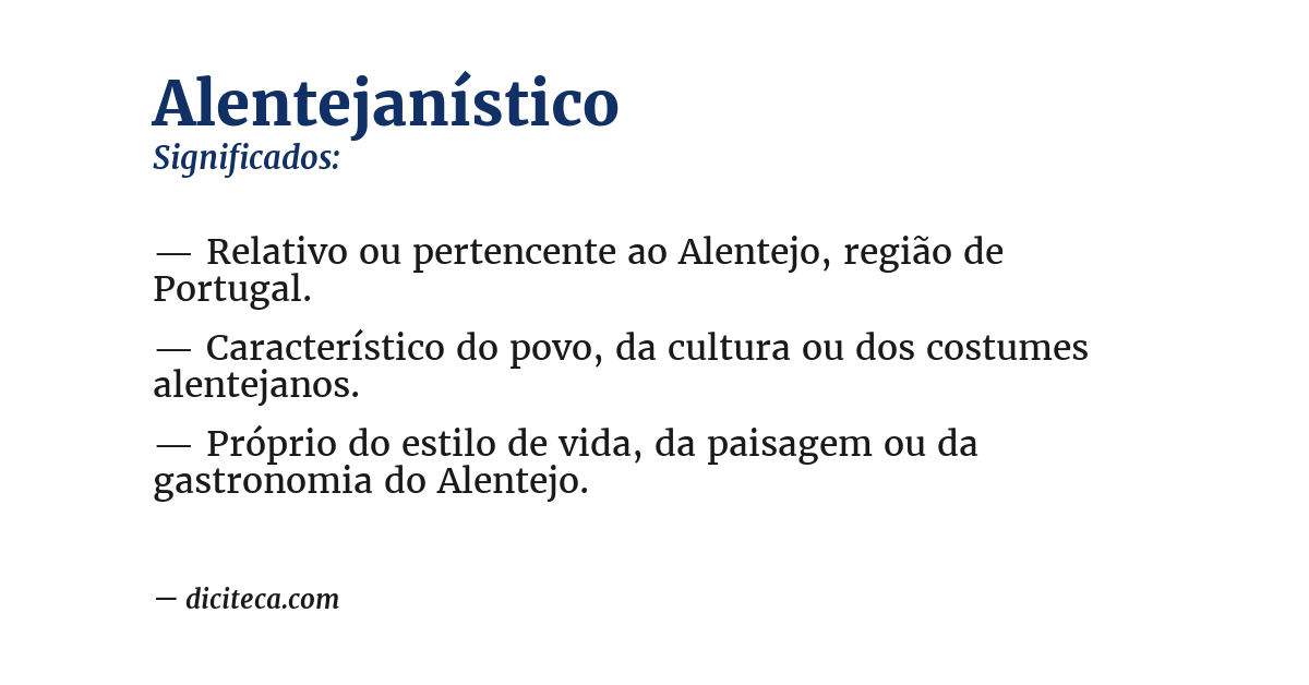 Significado de alentejanístico