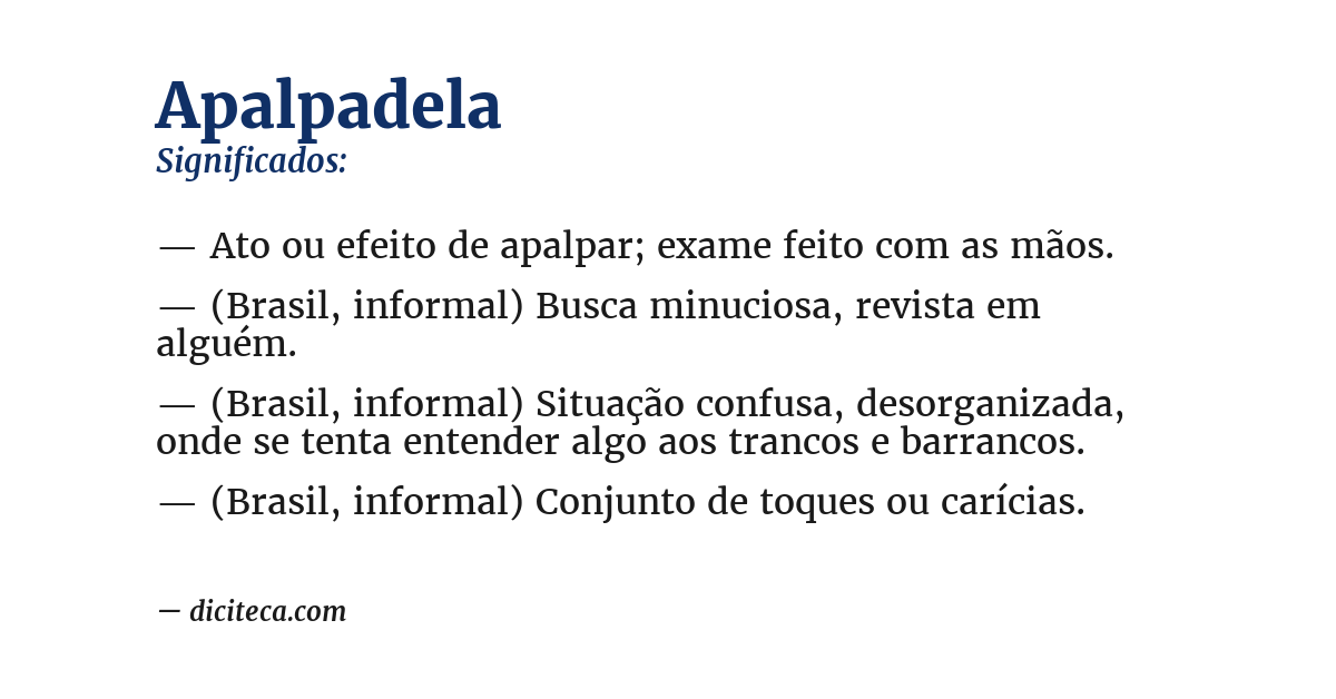 Significado de apalpadela
