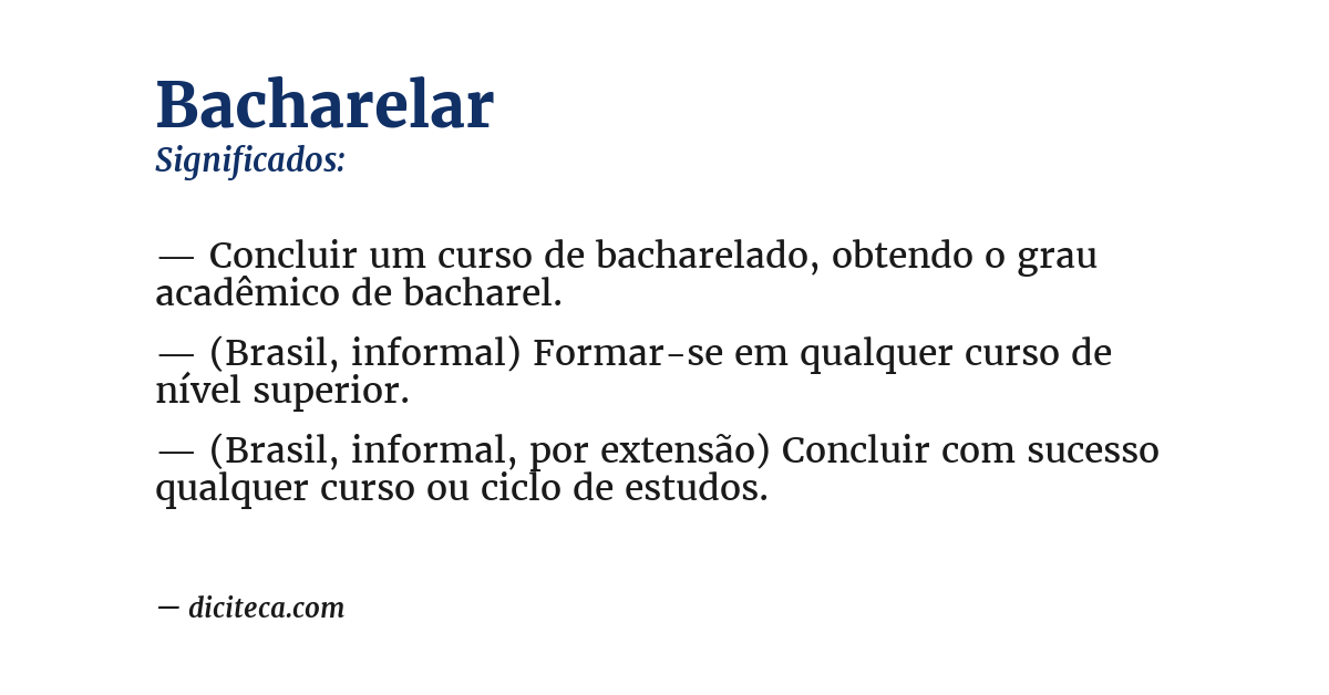 Significado de bacharelar