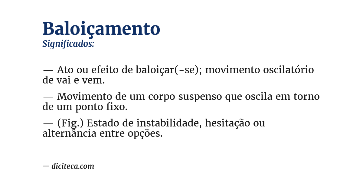 Significado de baloiçamento