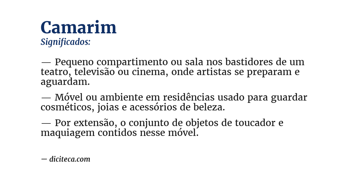Significado de camarim