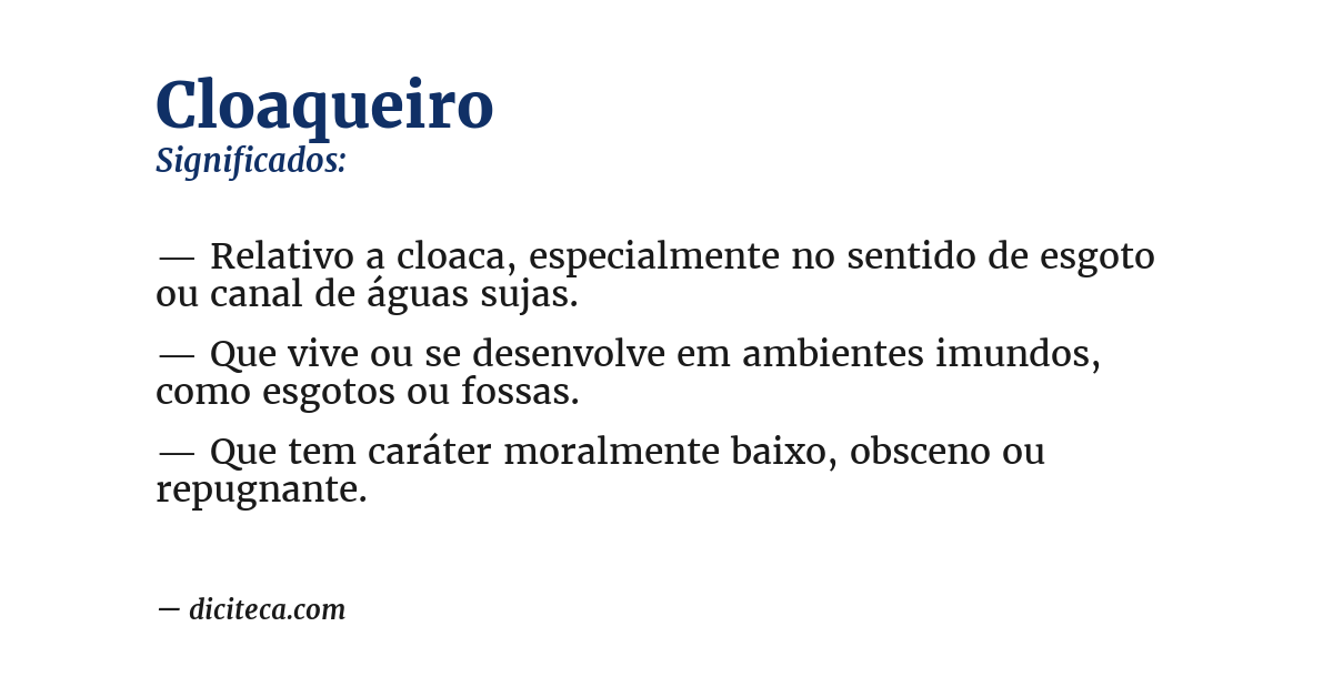 Significado de cloaqueiro