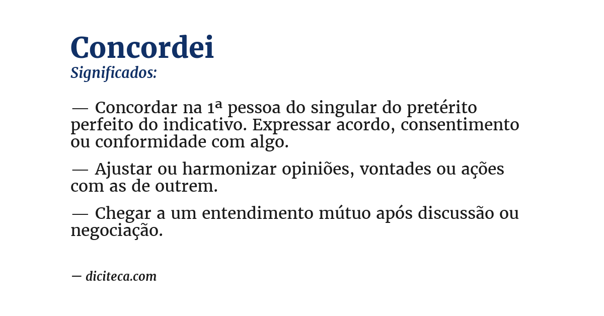 Significado de concordei