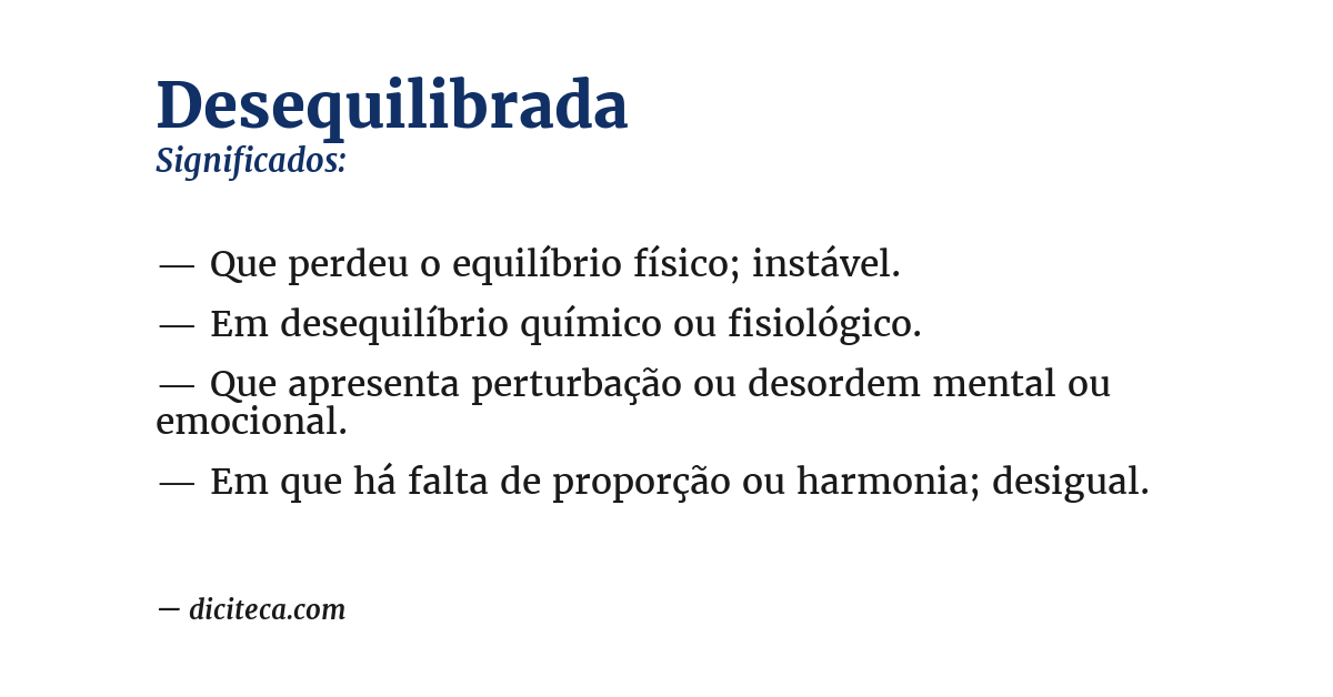 Significado de desequilibrada