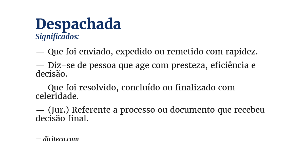 Significado de despachada