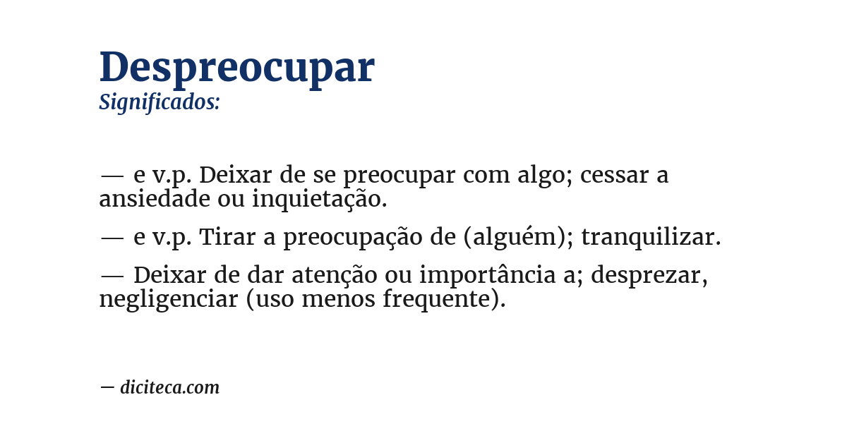 Significado de despreocupar