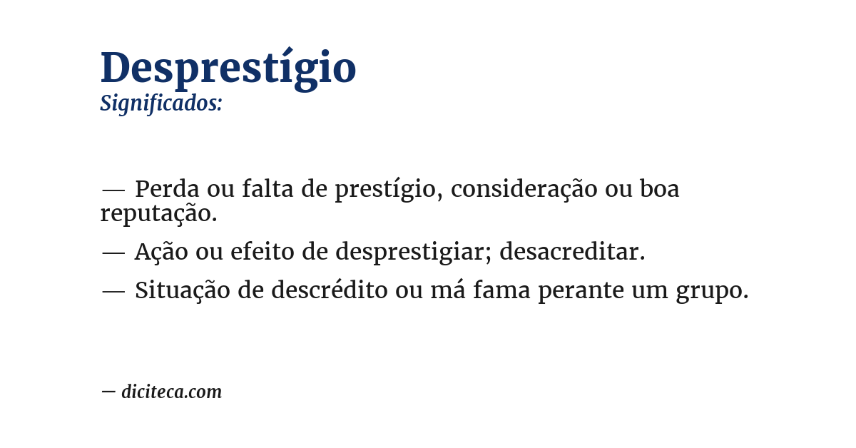 Significado de desprestígio
