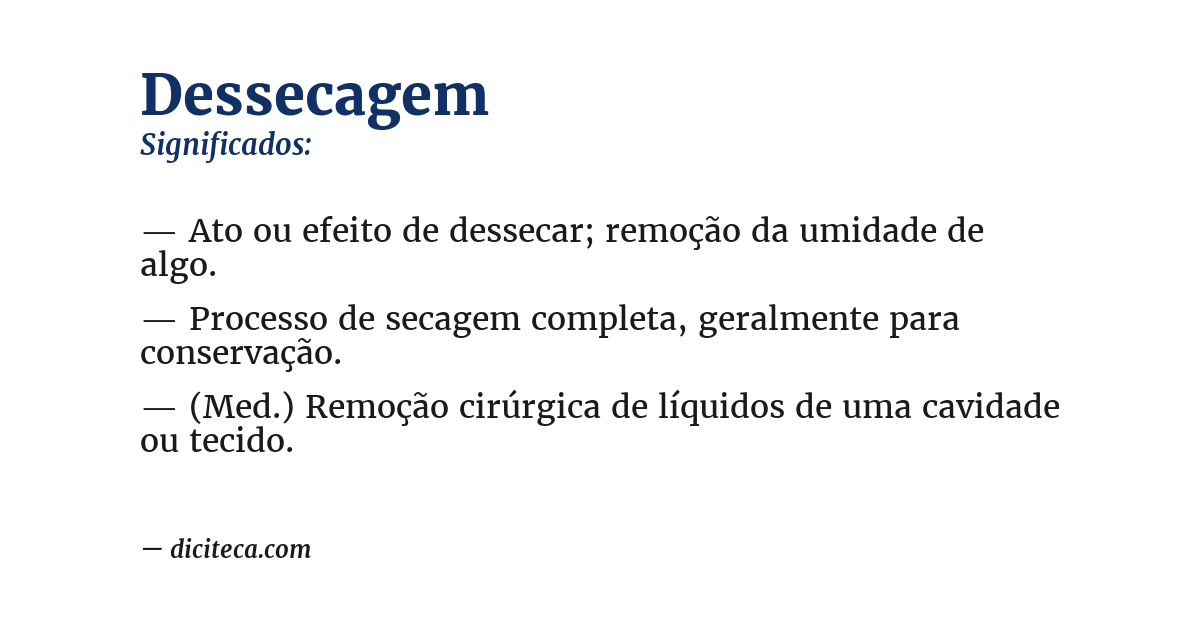 Significado de dessecagem