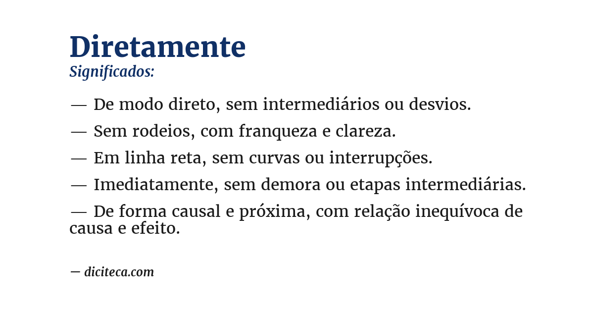 Significado de diretamente