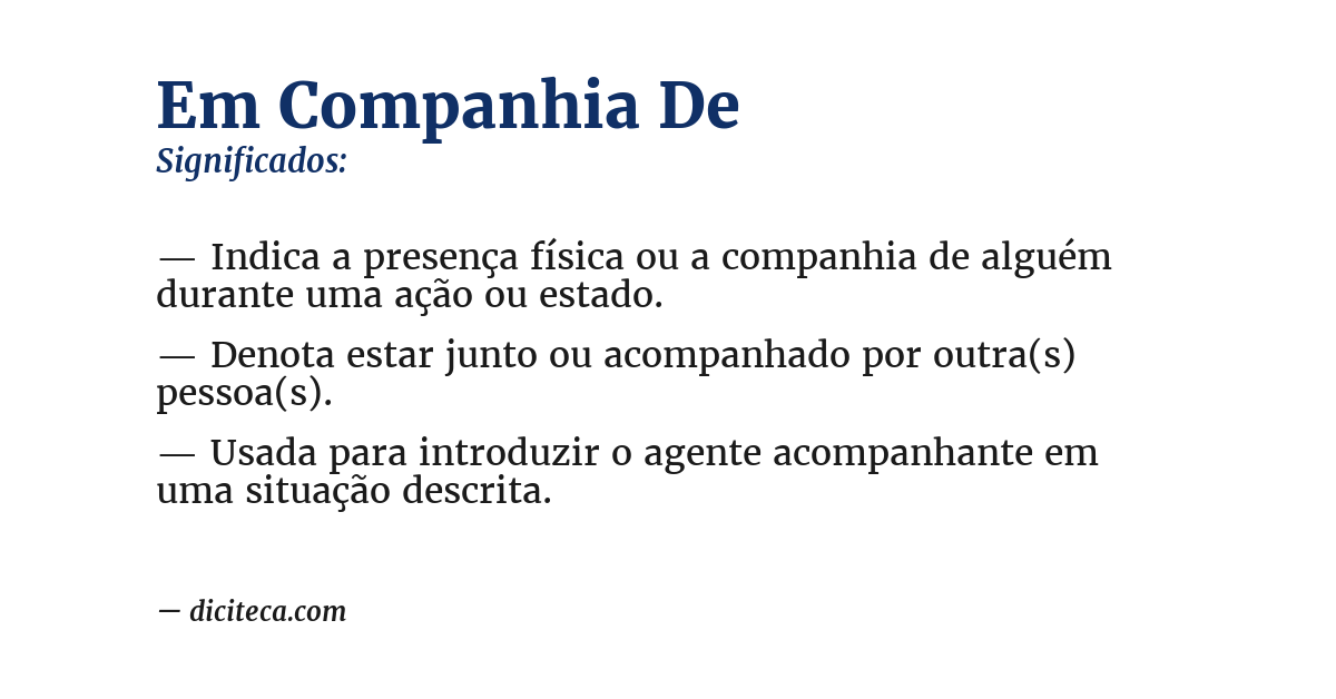 Significado de em companhia de