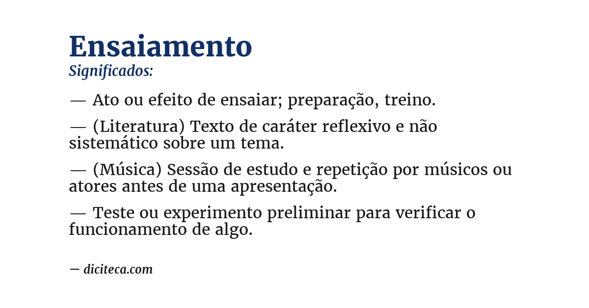 Significado de ensaiamento