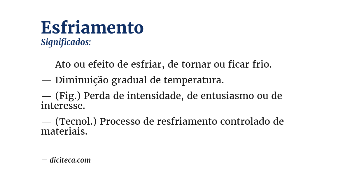 Significado de esfriamento