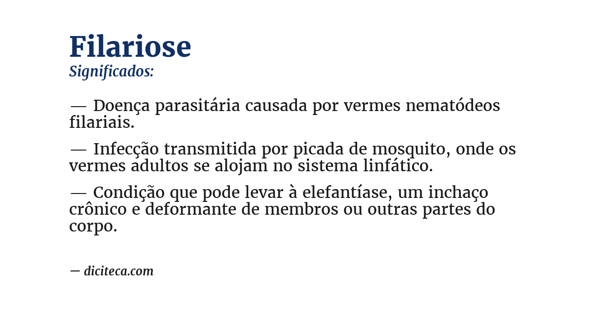 Significado de filariose