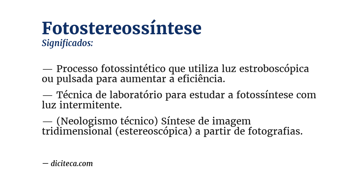 Significado de fotostereossíntese