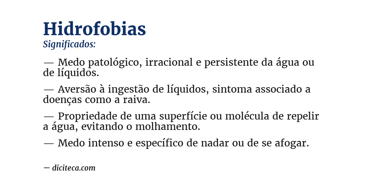Significado de hidrofobias