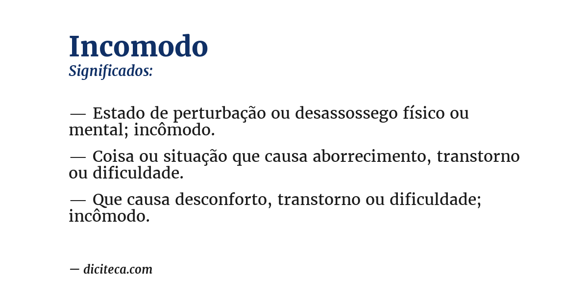 Significado de incomodo